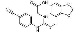 2-[[N'-(1,3-benzodioxol-4-ylmethyl)-N-(4-cyanophenyl)carbamimidoyl]amino]acetic acid Structure