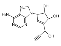 (1S,2R,5R)-5-(6-aminopurin-9-yl)-3-[(1S)-1-hydroxyprop-2-ynyl]cyclopent-3-ene-1,2-diol Structure