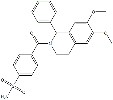 4-(6,7-dimethoxy-1-phenyl-1,2,3,4-tetrahydroisoquinoline-2-carbonyl)benzenesulfonamide结构式