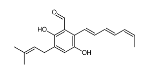 2-[(1E,3E,5E)-hepta-1,3,5-trienyl]-3,6-dihydroxy-5-(3-methylbut-2-enyl)benzaldehyde结构式