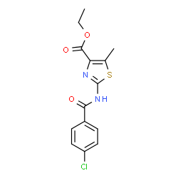 ethyl 2-{[(4-chlorophenyl)carbonyl]amino}-5-methyl-1,3-thiazole-4-carboxylate结构式