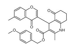 (4-methoxyphenyl)methyl 2-methyl-4-(6-methyl-4-oxochromen-3-yl)-5-oxo-4,6,7,8-tetrahydro-1H-quinoline-3-carboxylate结构式