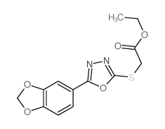 ethyl 2-[(5-benzo[1,3]dioxol-5-yl-1,3,4-oxadiazol-2-yl)sulfanyl]acetate结构式