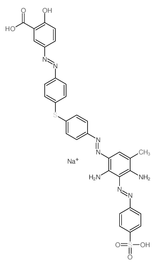 Benzoic acid,5-[2-[4-[[4-[2-[2,4-diamino-5-methyl-3-[2-(4-sulfophenyl)diazenyl]phenyl]diazenyl]phenyl]thio]phenyl]diazenyl]-2-hydroxy-,sodium salt (1:2) picture