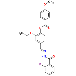 2-Ethoxy-4-{(E)-[(2-fluorobenzoyl)hydrazono]methyl}phenyl 4-methoxybenzoate结构式
