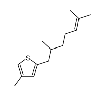 2-(2',6'-dimethylhept-5'-enyl)-4-methylthiophene结构式