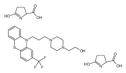 5-oxo-L-proline, compound with 4-[3-[2-(trifluoromethyl)-10H-phenothiazin-10-yl]propyl]piperazine-1-ethanol (2:1)结构式