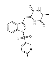 (3S,6Z)-3-methyl-6-[(1-tosyl-1H-indol-3-yl)methylene]piperazine-2,5-dione结构式