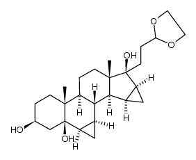 17α-(2-[1,3]dioxolan-2-ylethyl)-6β,7β,15β,16β-dimethylen-5β-androstane-3β,5,17β-triol结构式