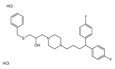 1-benzylsulfanyl-3-[4-[4,4-bis(4-fluorophenyl)butyl]piperazin-1-yl]propan-2-ol,dihydrochloride Structure