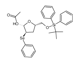 1-O-acetyl-5-O-(tert-butyldiphenylsilyl)-2,3-dideoxy-2-(phenylselenenyl)-D-erythro-pentafuranose Structure