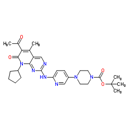 2-Methyl-2-propanyl 4-{6-[(6-acetyl-8-cyclopentyl-5-methyl-7-oxo-7,8-dihydropyrido[2,3-d]pyrimidin-2-yl)amino]-3-pyridinyl}-1-piperazinecarboxylate Structure