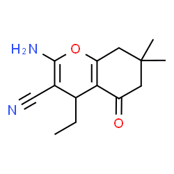 2-Amino-4-ethyl-7,7-dimethyl-5-oxo-5,6,7,8-tetrahydro-4H-chromene-3-carbonitrile structure