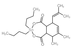 2,4,3-Benzodioxastannepin-1,5-dione,3,3-dibutyl-5a,6,9,9a-tetrahydro-6,7-dimethyl-9-(2-methyl-1-propen-1-yl)- structure