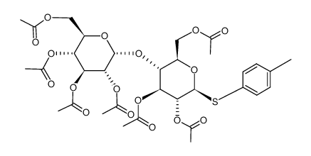 p-tolyl O-(2,3,4,6-tetra-O-acetyl-α-D-glucopyranosyl)-(1→4)-2,3,6-tri-O-acetyl-1-thio-β-D-glucopyranoside Structure