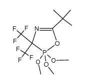 5-tert-Butyl-2,2,2-trimethoxy-3,3-bis(trifluormethyl)-2,2-dihydro-1,4,2-oxazaphosphol-4-en结构式