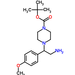 2-Methyl-2-propanyl 4-[2-amino-1-(4-methoxyphenyl)ethyl]-1-piperazinecarboxylate结构式