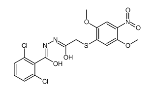2,6-dichloro-N'-[2-(2,5-dimethoxy-4-nitrophenyl)sulfanylacetyl]benzohydrazide Structure