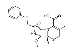 3-methyl-7-methoxy-7-phenoxyacetamido-3-cephem-4-carboxylic acid Structure