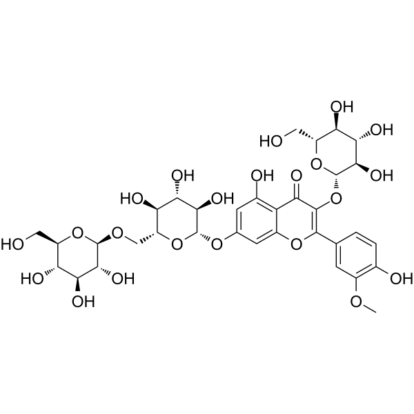 Isorhamnetin 3-O-β-D-glucose-7-O-β-D-gentiobioside结构式