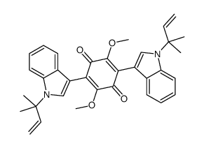 2,5-Bis[1-(1,1-dimethyl-2-propenyl)-1H-indol-3-yl]-3,6-dimethoxy-2,5-cyclohexadiene-1,4-dione结构式