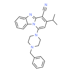 1-(4-benzylpiperazin-1-yl)-3-isopropylbenzo[4,5]imidazo[1,2-a]pyridine-4-carbonitrile结构式