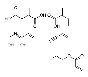 亚甲基丁二酸、2-丙烯酸丁酯、2-丙烯酸乙酯、N-羟甲基-2-丙烯酰胺和2-丙烯腈的聚合物结构式