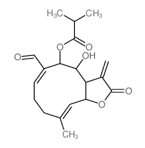 Propanoic acid,2-methyl-,(3aR,4S,5S,6E,10E,- 11aR)-6-formyl-2,3,3a,4,5,8,9,11a-octahydro- 4-hydroxy-10-methyl-3-methylene-2- oxocyclodeca[b]furan-5-yl ester Structure