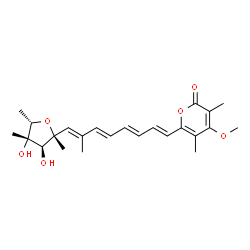 4-Methoxy-3,5-dimethyl-6-[(1E,3E,5E,7E)-7-methyl-8-[(2R)-tetrahydro-3β,4α-dihydroxy-2,4,5α-trimethylfuran-2α-yl]-1,3,5,7-octatetrenyl]-2H-pyran-2-one结构式