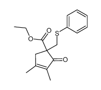 ethyl 3,4-dimethyl-2-oxo-1-((phenylthio)methyl)cyclopent-3-ene-1-carboxylate Structure