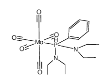 bis(diethylamino)phenylphosphine(pentacarbonyl)molybdenum(0)结构式