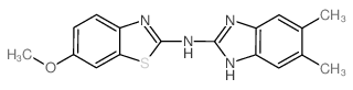 2-Benzothiazolamine, N-(5,6-dimethyl-1H-benzimidazol-2-yl)-6-methoxy- (en) Structure