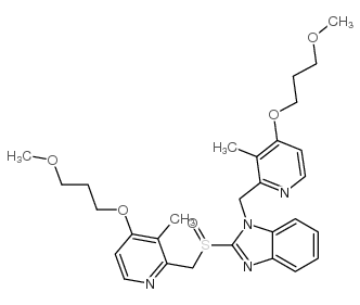 1-[[4-(3-methoxypropoxy)-3-methylpyridin-2-yl]methyl]-2-[[4-(3-methoxypropoxy)-3-methylpyridin-2-yl]methylsulfinyl]benzimidazole structure