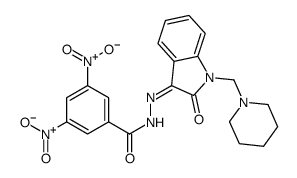 3,5-dinitro-N-[(E)-[2-oxo-1-(piperidin-1-ylmethyl)indol-3-ylidene]amino]benzamide结构式