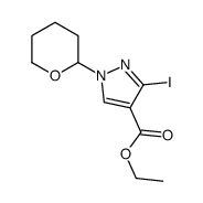 3-碘-1-(四氢-2H-吡喃-2-基)-1H-吡唑-4-羧酸乙酯结构式