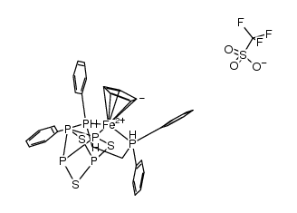 [(η5-C5H5)Fe(1,2-(diphenylphosphino)ethane)(η1-P(basal)-tetraphosphorus trisulfide)] triflate Structure