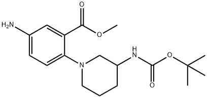 Methyl 5-amino-2-(3-{[(tert-butoxy)carbonyl]-amino}piperidin-1-yl)benzoate结构式