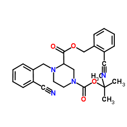 4-(2-Cyano-benzyl)-piperazine-1,3-dicarboxylic acid 1-tert-butylester 3-(2-cyano-benzyl) ester structure