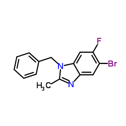1-Benzyl-5-bromo-6-fluoro-2-methyl-1H-benzimidazole结构式