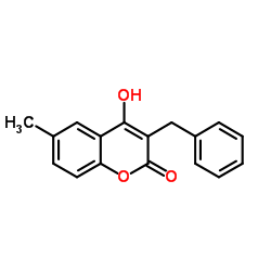 2H-1-BENZOPYRAN-2-ONE, 4-HYDROXY-6-METHYL-3-(PHENYLMETHYL)-结构式