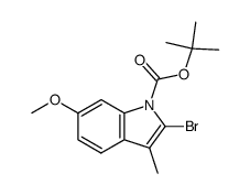 1-(tert-butyloxycarbonyl)-2-bromo-6-methoxy-3-methylindole Structure
