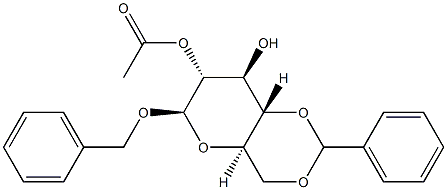 Benzyl 4-O,6-O-benzylidene-β-D-glucopyranoside 2-acetate结构式