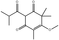 2-(1-Oxo-2-methylpropyl)-4,6,6-trimethyl-5-methoxy-4-cyclohexene-1,3-dione结构式