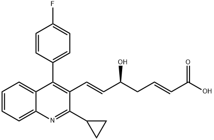 2,6-Heptadienoic acid, 7-[2-cyclopropyl-4-(4-fluorophenyl)-3-quinolinyl]-5-hydroxy-, (2E,5S,6E)- Structure