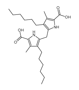 5,5'-methylenebis(4-hexyl-3-methyl-1H-pyrrole-2-carboxylic acid)结构式