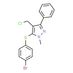 4-BROMOPHENYL 4-(CHLOROMETHYL)-1-METHYL-3-PHENYL-1H-PYRAZOL-5-YL SULFIDE结构式