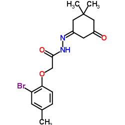 2-(2-Bromo-4-methylphenoxy)-N'-[(1Z)-3,3-dimethyl-5-oxocyclohexylidene]acetohydrazide Structure