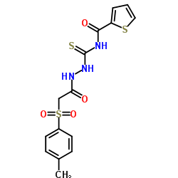 N-[(2-{2-[(4-methylphenyl)sulfonyl]acetyl}hydrazino)carbothioyl]-2-thiophenecarboxamide Structure