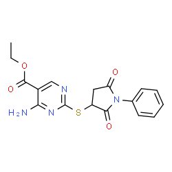 ethyl 4-amino-2-[(2,5-dioxo-1-phenylpyrrolidin-3-yl)sulfanyl]pyrimidine-5-carboxylate picture