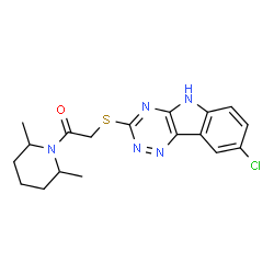 Piperidine, 1-[[(8-chloro-2H-1,2,4-triazino[5,6-b]indol-3-yl)thio]acetyl]-2,6-dimethyl- (9CI) picture